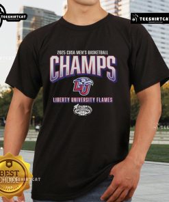 Liberty Flames 2025 C-USA Men's Basketball Conference Tournament Champions T-Shirt in vibrant colors with team logo.