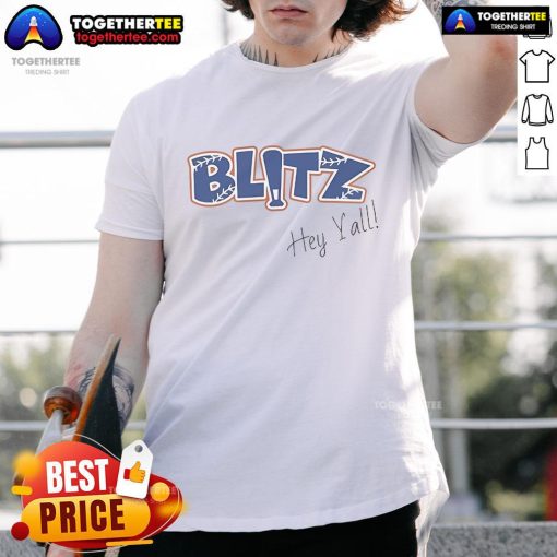 Official Logan Durrance Hey Y'All Blitz T-Shirt featuring vibrant design and comfortable fit for fans and casual wear.