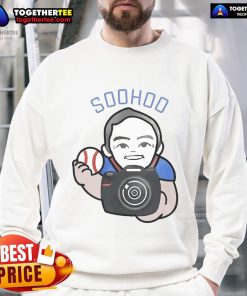 Official Los Angeles Team Photographer Jon Soohoo wearing a stylish sweatshirt, capturing vibrant sports moments.