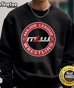 Alt Text: Official Major League Wrestling Since 2002 sweatshirt featuring bold logo and vintage design for wrestling fans.