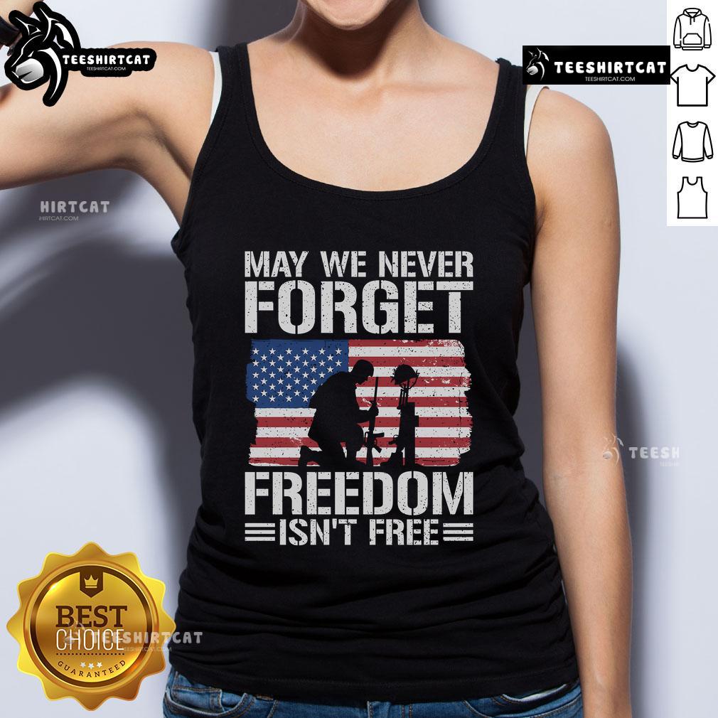 Official May We Never Forget Freedom Isn'T Free Tank Top Official May We Never Forget Freedom Isn't Free Tank Top featuring patriotic design and bold text celebrating freedom.