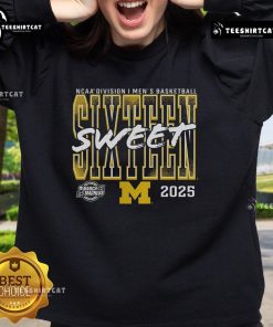 Official Michigan Wolverines 2025 NCAA Men's Basketball Tournament Sweet 16 sweatshirt in navy blue.
