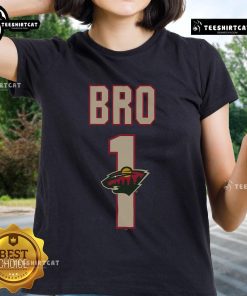 Official Minnesota Wild Number 1 Bro Ladies Tee featuring team colors and logo, perfect for female hockey fans.