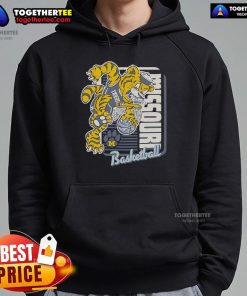 Official Missouri Tigers Basketball mascot dunk hoodie featuring vibrant team colors and logo for fans and athletes.
