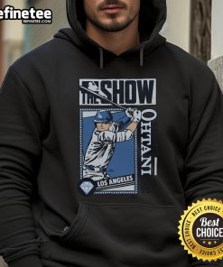 Official MLB The Show Dodgers Shohei Ohtani Hoodie featuring vibrant team colors and stylish design for fans.