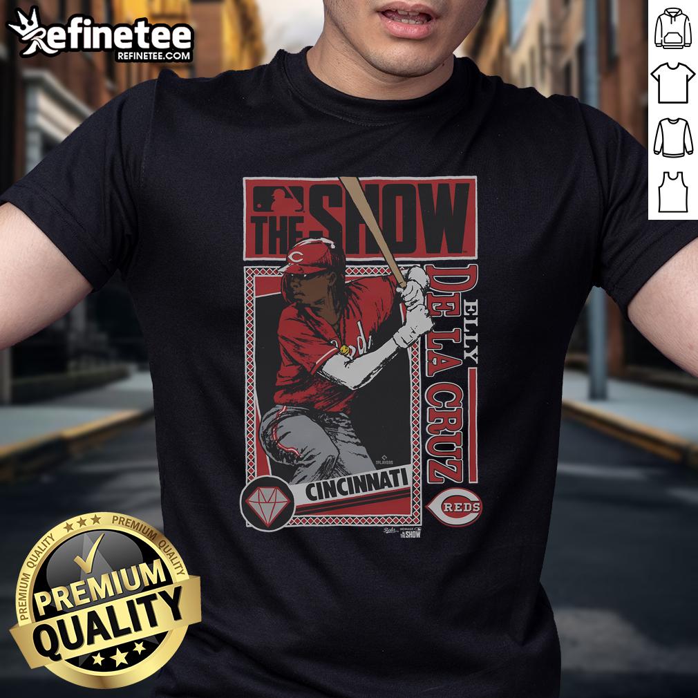 Official Mlb The Show Reds Elly De La Cruz T Shirt Official MLB The Show Reds Elly De La Cruz T-Shirt featuring vibrant graphics and team colors for fans and players alike.