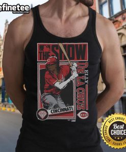 Official MLB The Show Reds Elly De La Cruz tank top featuring vibrant graphics and team colors, perfect for fans.