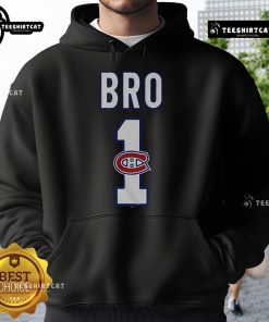Alt Text: Official Montreal Canadiens Number 1 Bro Hoodie in red, featuring team logo and stylish design for fans.