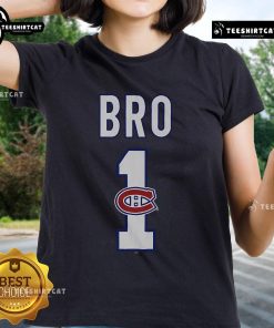 Alt Text: Official Montreal Canadiens Number 1 Bro Ladies Tee featuring team colors and logo for stylish fans.