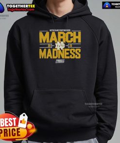 Alt Text: Official NCAA Men's Basketball 2025 Notre Dame Fighting Irish March Madness Hoodie in green with logo design.