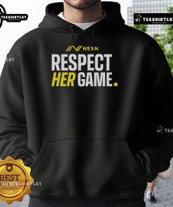 Alt Text: Official NESN Respect Her Game Hoodie in vibrant colors, promoting women's sports and empowerment.