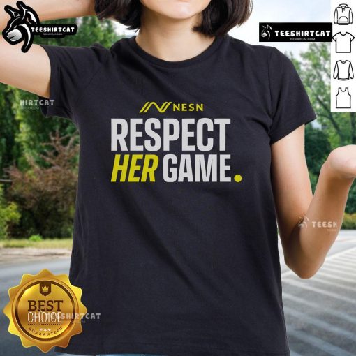 Official NESN Respect Her Game ladies tee featuring a stylish design, perfect for sports fans and advocates of women's empowerment.