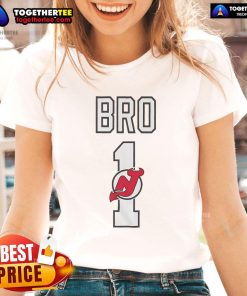 Official New Jersey Devils Number 1 Bro Ladies Tee featuring team colors and logo, perfect for female fans.
