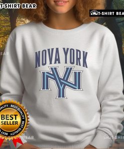 Alt Text: Official New York Knicks sweatshirt featuring team colors and logo, perfect for fans to show their support.