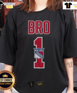 Official New York Rangers Number 1 Bro Ladies Tee featuring team colors and logo, perfect for passionate fans.