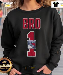 Alt Text: Official New York Rangers Number 1 Bro Sweatshirt showcasing team colors and logo, perfect for fans and game day attire.