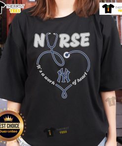 Official New York Yankees Nurse It's a Work of Heart Ladies Tee, featuring team logo and heart design for passionate fans.