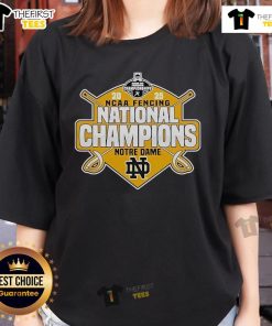Official Notre Dame Fighting Irish 2025 NCAA Fencing National Champions Ladies Tee, showcasing pride and athletic spirit.