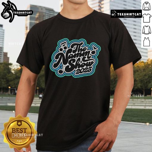 Official Ns25 70's NAMM Show 2025 T-Shirt featuring retro design and vibrant colors for music enthusiasts.