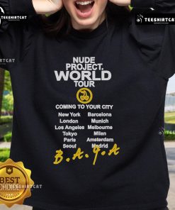 Official Nude Project World Tour sweatshirt featuring bold graphics, promoting the upcoming tour in your city.