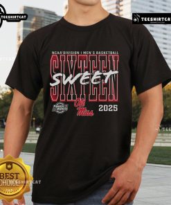 Official Ole Miss Rebels 2025 NCAA Men's Basketball Tournament Sweet 16 T-Shirt showcasing team spirit and March Madness excitement.