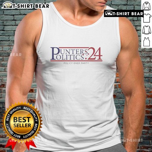 Official Punters Politics for 24 Policy Over Party Tank Top featuring bold graphics and a stylish design for political enthusiasts.
