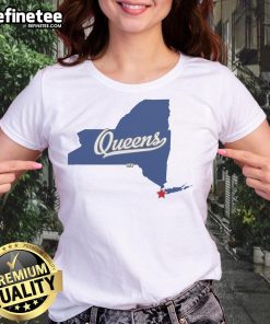 Official Queens New York NY Map Ladies Tee featuring a stylish graphic design of Queens map for casual wear.