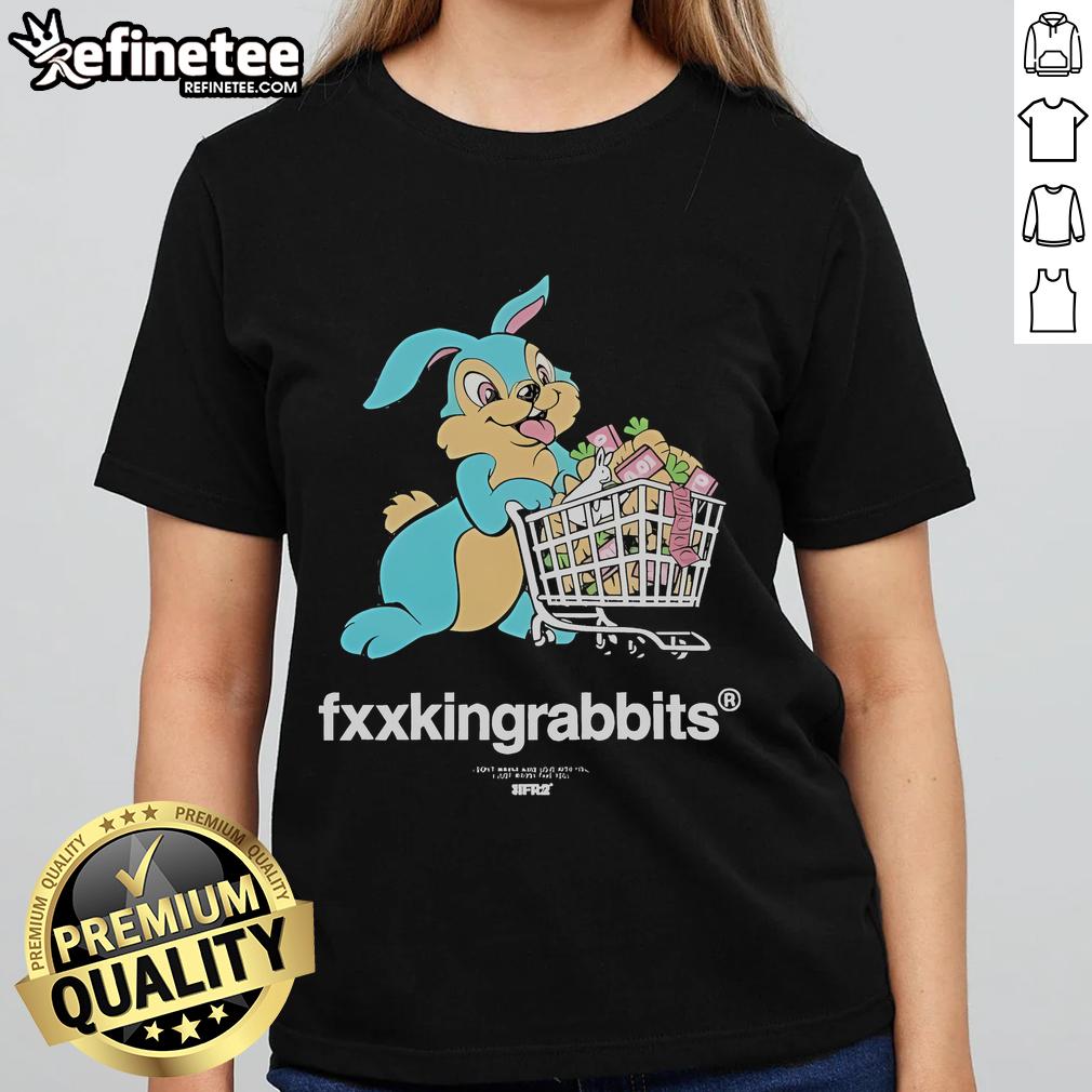 Official Rabbit With Shopping Cart Ladies Tee Official Rabbit with Shopping Cart Ladies Tee featuring a playful rabbit graphic and stylish design for women.