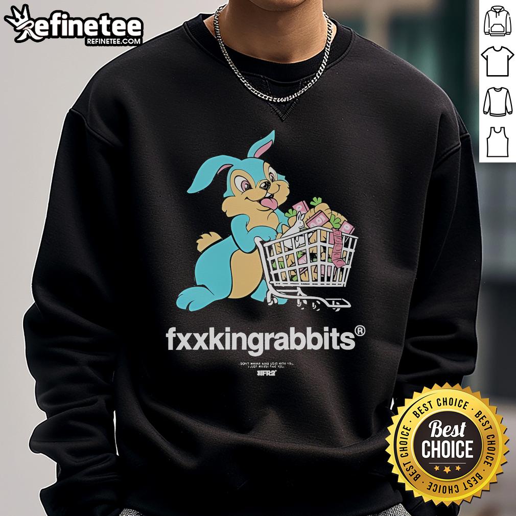 Official Rabbit With Shopping Cart Sweatshirt Official Rabbit with Shopping Cart Sweatshirt featuring a playful rabbit design and cozy fit for casual wear.