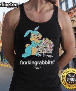 Official rabbit with shopping cart tank top featuring a playful design, perfect for casual wear and animal lovers.