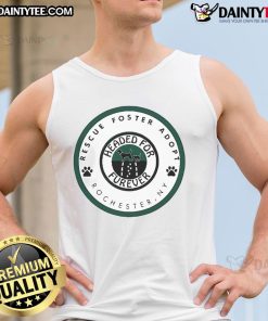 Official Rescue Foster Adopt tank top for furever homes in Rochester, New York, featuring a vibrant design and animal graphics.