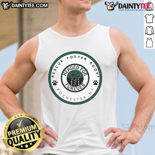 Official Rescue Foster Adopt tank top for furever homes in Rochester, New York, featuring a vibrant design and animal graphics.