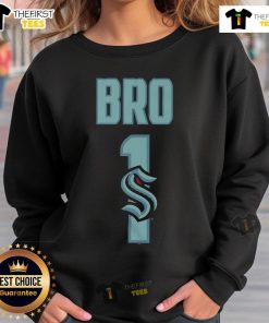 Official Seattle Kraken Number 1 Bro Sweatshirt in navy blue, featuring team logo and stylish design for fans.