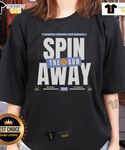 Official Shadow Jumpers Spin Away The Sun fundraising ladies tee with vibrant design, perfect for summer events.