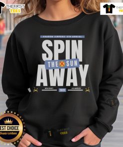Official Shadow Jumpers Spin Away the Sun fundraising sweatshirt in vibrant colors, perfect for supporting a great cause.