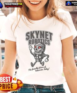 Official Skynet Robotics Ladies Tee featuring a stylish design perfect for tech enthusiasts and robotics fans.