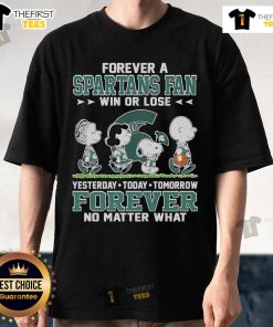 Official Snoopy Peanuts Forever Michigan State Spartans fan t-shirt, showcasing team spirit win or lose, perfect for fans.