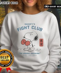 Alt Text: Official Snoopy's Fight Club sweatshirt from Southpaw Riot Society 2025, featuring Peanuts Worldwide LLC design.