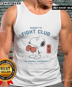 Alt Text: Snoopys Fight Club tank top from Riot Society 2025, featuring iconic Peanuts characters and a stylish southpaw design.