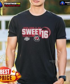 Alt Text: Official South Carolina Gamecocks Sweet 16 2025 Women's Basketball T-Shirt showcasing team pride and tournament spirit.