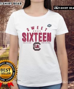 Alt Text: Official South Carolina Gamecocks Sweet Sixteen 2025 NCAA Women's Basketball Tournament March Madness Ladies Tee design.