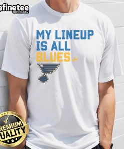 Official St. Louis Blues My Lineup T-Shirt featuring team logo and vibrant colors, perfect for any fan's wardrobe.