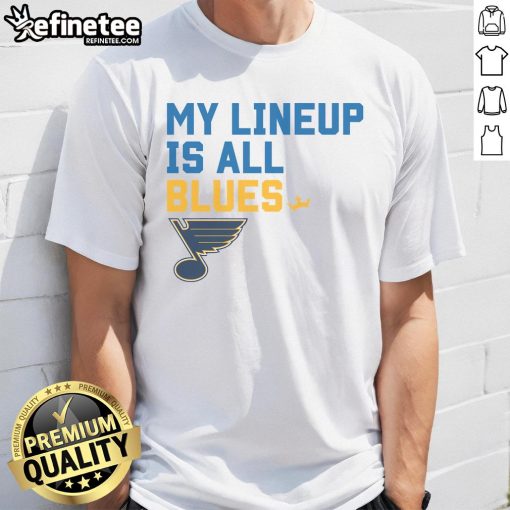 Official St. Louis Blues My Lineup T-Shirt featuring team logo and vibrant colors, perfect for any fan's wardrobe.