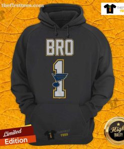 Alt Text: Official St. Louis Blues Number 1 Bro Hoodie in navy blue, showcasing team logo and stylish design for fans.