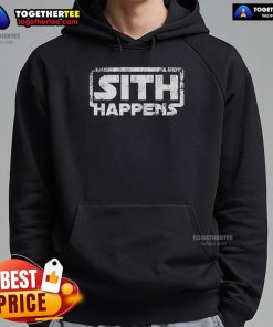 Official Star Wars Sith Happens hoodie featuring a bold design perfect for fans of the Star Wars franchise.
