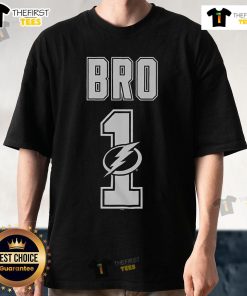 Alt Text: Official Tampa Bay Lightning Number 1 Bro T-Shirt featuring team colors and logo, perfect for fans and game day.