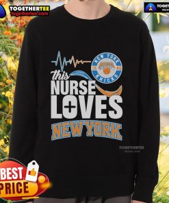 Alt Text: Official This Nurse Loves New York Knicks 1946 Sweatshirt featuring team colors and logo, perfect for fans.