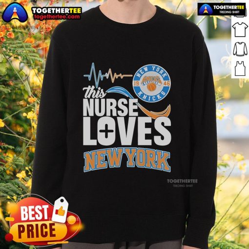 Alt Text: Official This Nurse Loves New York Knicks 1946 Sweatshirt featuring team colors and logo, perfect for fans.