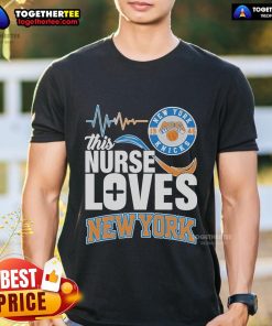 Official This Nurse Loves New York Knicks 1946 T-Shirt featuring Knicks logo and nurse-themed design in vibrant colors.
