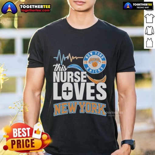 Official This Nurse Loves New York Knicks 1946 T-Shirt featuring Knicks logo and nurse-themed design in vibrant colors.